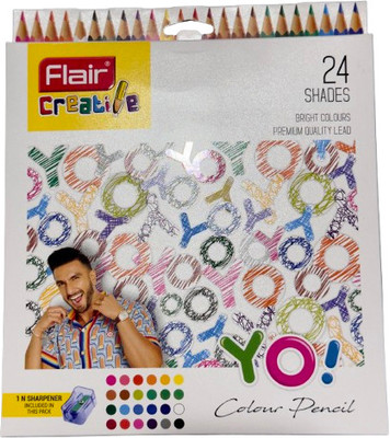 FLAIR 24 Shades Colour Pencil Round Shaped Color Pencils(Set of 1, Multicolor)