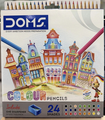 DOMS 3446 HEXAGONAL Shaped Color Pencils(Set of 24, Multicolor)