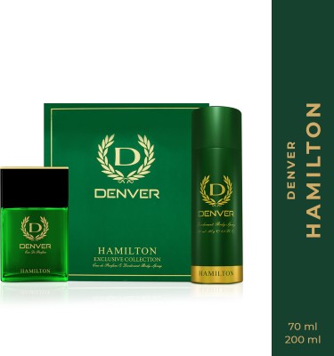 DENVER Hamilton Gift Set Perfume 70 ml + 200 ml Deodorant Spray  -  For Men(270 ml, Pack of 2)