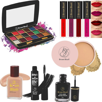 brown blush All-in-One Professional Makeup Kit Combo for Women with Eyeshadow, Lipstick,Foundation & More(9 Items in the set)