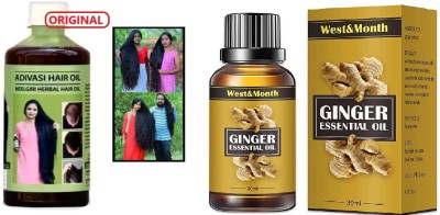 Adivasi Herbal Best Heir oil For One Month Heir Treatment Ayurvedic Heir oil 250ml & Ginger oil 30ML(2 Items in the set)