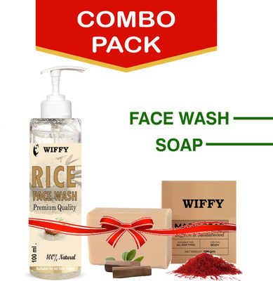 Wiffy RICE FACE WASH FOR WOMEN ALL DAY USE FACE WASH AND HAND MADE SOAP(2 Items in the set)