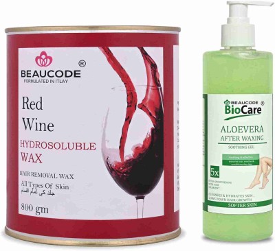 Beaucode Professional Rica Red Wine Hair Removing Wax 800 gm + Aloe Vera After Waxing Gel 500 ml ( Pack of 2 )(2 Items in the set)