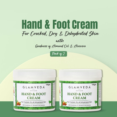 GLAMVEDA Hand & Foot Crack Cream Pack of 2 | Cracked Heel & Dry Skin Repair Cream(200 g)