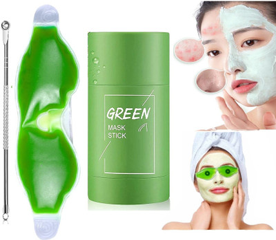 YAWI Green Tea Cleansing Mask Stick for Face Blackheads, Whiteheads & Oil Control Eye Patches Remove Dark Circles(3 Items in the set)