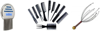 Wimble Stainless Steel Louse & Nit Comb for Head, Head Massager Scalp Scratcher, 10 Pcs Multipurpose Salon Hair Styling Combs(12 Items in the set)