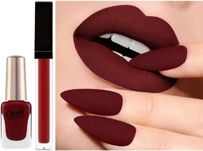 K.Y.L.Plus Professional Beauty Lipsticks for Women with Matching Shade Nail Polish (Maroon Edition)(2 Items in the set)