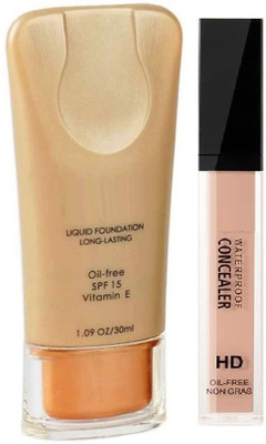 HUZURLU Perfect long lasting foundation & liquid full coverage concealer combo kit(2 Items in the set)