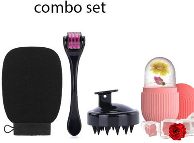 Piru Derma Roller System 0.5mm,Hair Scalp,Face ice roller, Exfoliating bath(4 Items in the set)