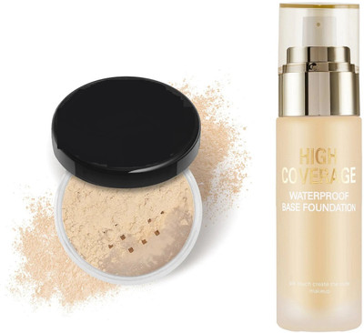 Neycare water proof foundation with water proof loose powder easy to use pack of 2(2 Items in the set)