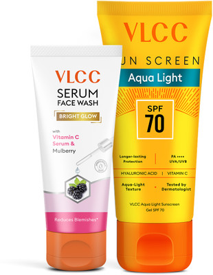 VLCC Vitamin C Serum & Mulberry Facewash with SPF 70 Aqua Light Sunscreen(2 Items in the set)