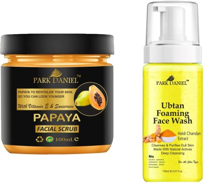 PARK DANIEL Papaya Scrub & Ubtan Face Wash For Blackheads Removal Combo Pack of 2 (250 ML)(2 Items in the set)