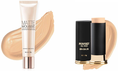 Luipui Premium Matte Mousse Liquid Foundation & Perfect Oil Free Stick Concealer(2 Items in the set)