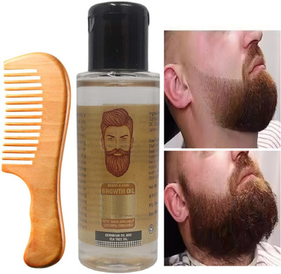 MYEONG Beard Growth Oil and Wooden Comb Combo Kit(2 Items in the set)