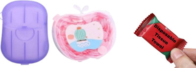 Parulenter 2 Box Hand Washing Cleaning Paper Soap Flakes with 1 Disposble Tissue Towel(3 Items in the set)