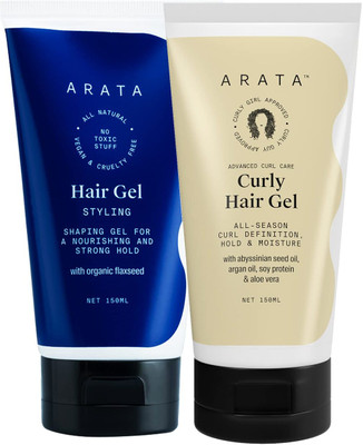 ARATA Advanced Curl Care Gel (150 ML) | Defines Curls, Strong & Soft Hold | Enhances Texture, Volume & Shine | For Curly Hair(2 Items in the set)