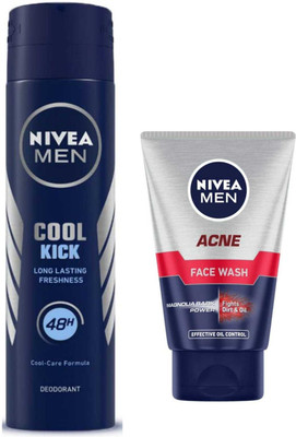 NIVEA Acne 100ml FW Cool Kick Deodrant(2 Items in the set)