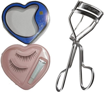 CRAZYHUDA Eyelashes Curler And Artificial HEART SHAPE Eyelashes With Glue, Parlor Accessories Combo(2 Items in the set)