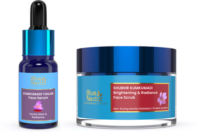 Blue Nectar Kumkumadi Face Serum (10ml) & Brightening Face Scrub (50g) - Set of 2 Item(2 Items in the set)