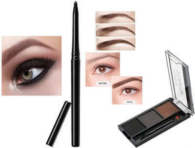 NADJA SMUDGE PROOF HIGH QUALITY EYE MAKEUP LOOK BLACK CRAYON KAJAL & EYEBROW DEFINER(2 Items in the set)