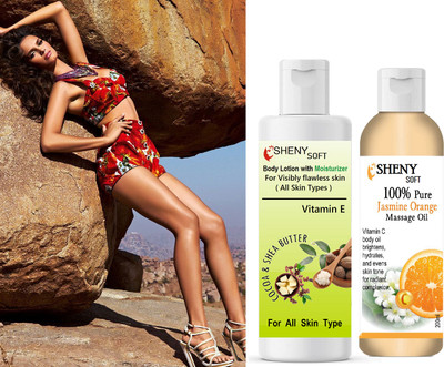 sheny soft Shea Butter Moisturiser-Rich Cream lotion and jasmine massage oil(2 Items in the set)