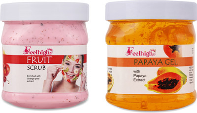 feelhigh Mix Fruit Scrub Enriched With Mix fruits & Papaya gel - Skin care products(2 Items in the set)