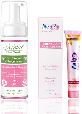 Melas Glow Up Combo for Plm, Glowing & Brightening Skin(3 Items in the set)