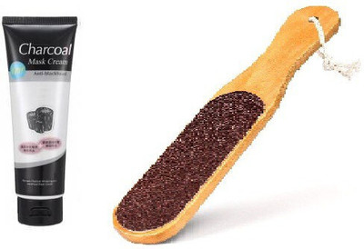 Lenon Beauty Charcoal Face Mask With Dead Skin Callus Remover Double Sided Wooden Scrubber(2 Items in the set)