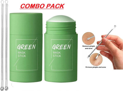 WOONGMI Green tea mask stick with blackhead remover pin for skin care(3 Items in the set)