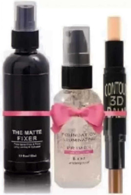 mkldsrh make up fixer with make up primer & contour stick for face make up kit(3 Items in the set)