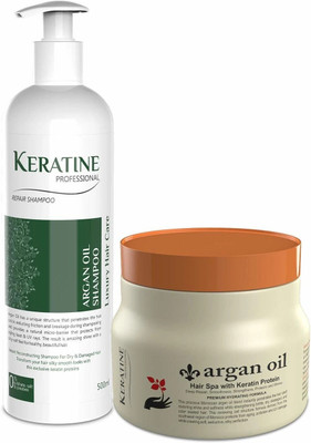 KERATINE PROFESSIONAL Argan Oil Sulphate free shampoo and mask (COMBO PACK) 500ML each(2 Items in the set)