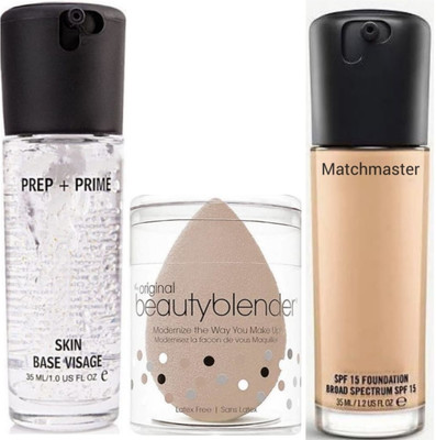 LOVE HUDA Professional Combo Kit Waterproof Face Skin Base Primer With Foundation And Makeup Blender(3 Items in the set)