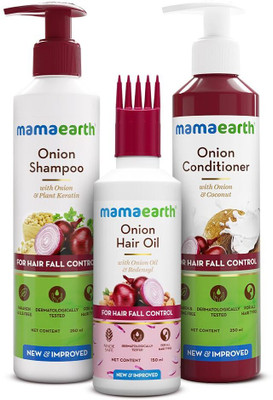 Mamaearth "Anti Fall Spa Range with Onion Hair Oil + Shampoo + Conditioner for Control"(3 Items in the set)