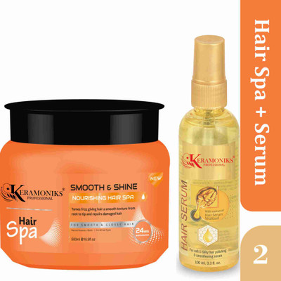 Keramoniks Smooth And Shine Hair Spa 500 ml + Walnut Hair Serum 100 ml(2 Items in the set)