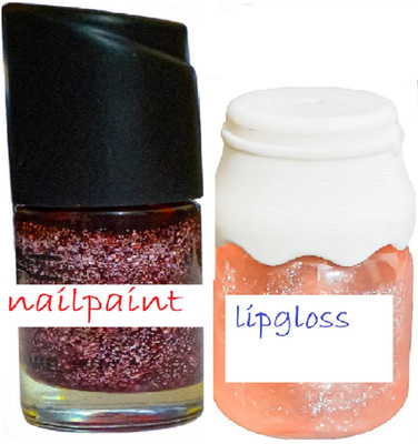 Luipui maroon nail paint and pink tint lip gloss pack of 2(1 Items in the set)