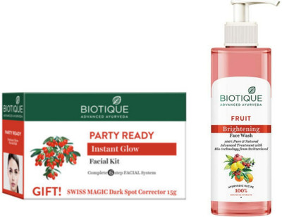 BIOTIQUE Party Ready Facial Kit & Fruit Face Wash 200 ml (2 Items in the set)