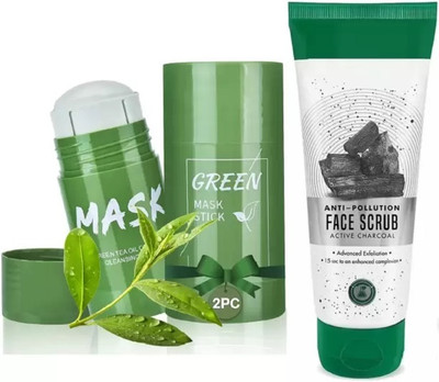 GABBU charcoal face scrub and green stick(2 Items in the set)