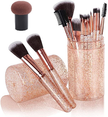 COLOR NEXT Makeup Brush 12 Pcs spakle With Box & Mushroom Sponge Puff - Multicolor(13 Items in the set)