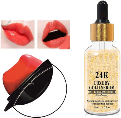 HOUSE OF COMMON 24k Gold Face Serum 30ml with Apple Lipstick Free for Girl & Women(2 Items in the set)