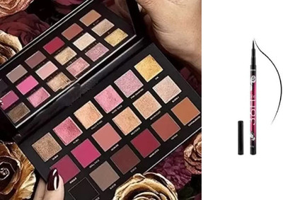 Dhanmann Combo of Eyeshadow Palette 18 Shades + 36h eyeliner for Makeup Beauty for Women(2 Items in the set)