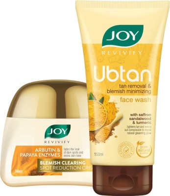 Joy Revivify Ubtan and Tan Removal Face Wash 150ml | Revivify Blemish Clearing Spot Reduction Papaya Face Cream 50ml ( Combo Pack )(2 Items in the set)