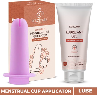 Senzicare Reusable Menstrual Cup Applicator with Lubricant Gel for Women | For Easy Insertion of Menstrual Cups(2 Items in the set)