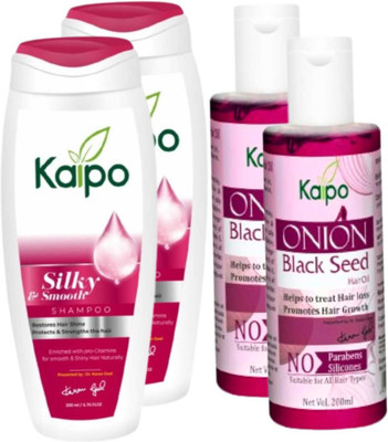 KAIPO premium quality Silky Shampoo And Onion Oil For Hair Fall Control, Hair Growth And for silky and smooth hair (800ml)(4 Items in the set)