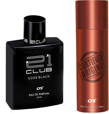 CFS 21 Code Black EDP Long Lasting Perfume & Certified Brown Deodorant Body Spray(2 Items in the set)