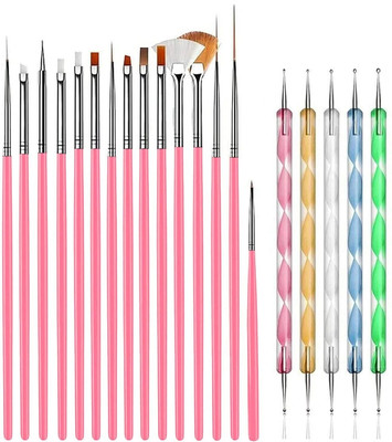 MISTY ALLE 20 PCS NAIL ART BRUSHES WITH DOTING PEN(20 Items in the set)