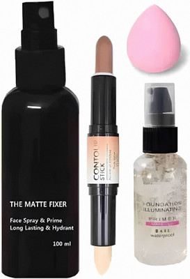 Glowsync PRIMER+ FIXER+ WONDER STICK+ PUFF Primer - 100 ml (transparent)(4 Items in the set)