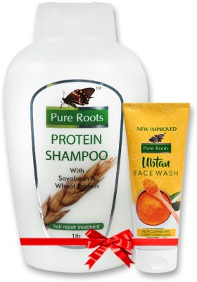 Pure Roots Herbals Protein Shampoo 1000ml with 100ml Ubtan Face Wash(2 Items in the set)