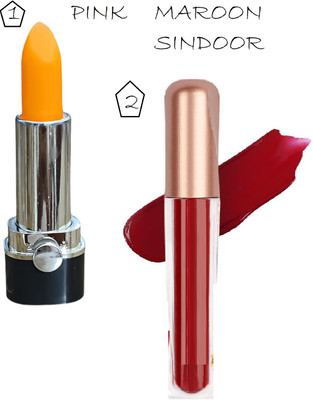Luipui orange change to pink lipstick and maroon sindoor pack of2(1 Items in the set)