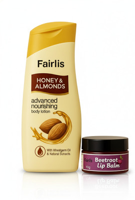 Fairlis Natural Lip Balm and Moisturizing Body Lotion Set for Soft Glow(2 Items in the set)