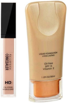 HUZURLU PROFESSIONAL LONG LASTING FOUNDATION & LIQUID FULL COVERAGE CONCEALER COMBO KIT(2 Items in the set)